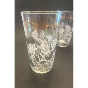 Set 3 Vintage MCM Federal‎ Glass White & Gold Drinking Glasses Tumbler Light Wt.